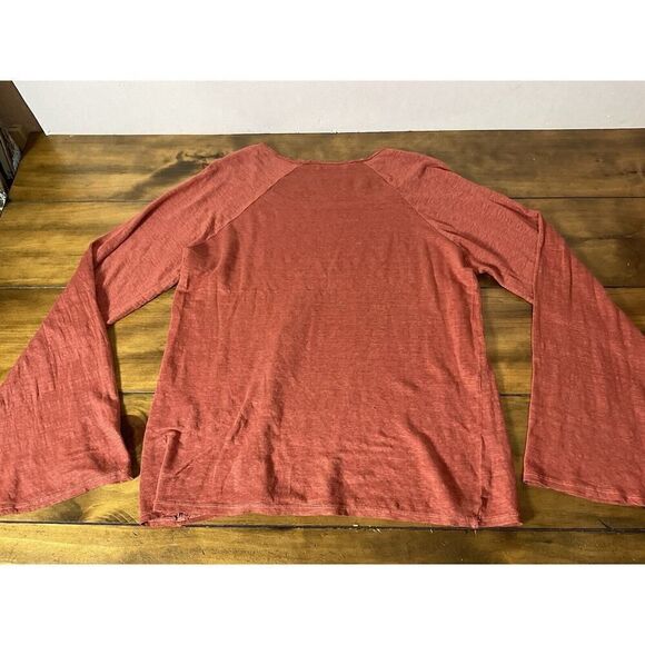 Stark X 100% Linen Bell Sleeve Size Large Red Blouse - Picture 10 of 11